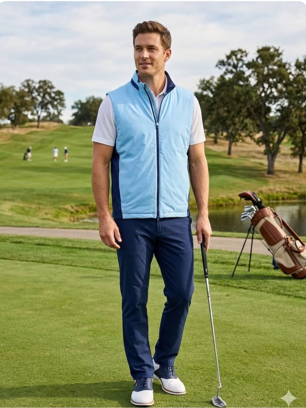 Holderness & Bourne the king vest Windsor dry luxe performance blue size L men’s